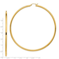 14k Polished 3x90mm Tube Hoop Earrings-T1161