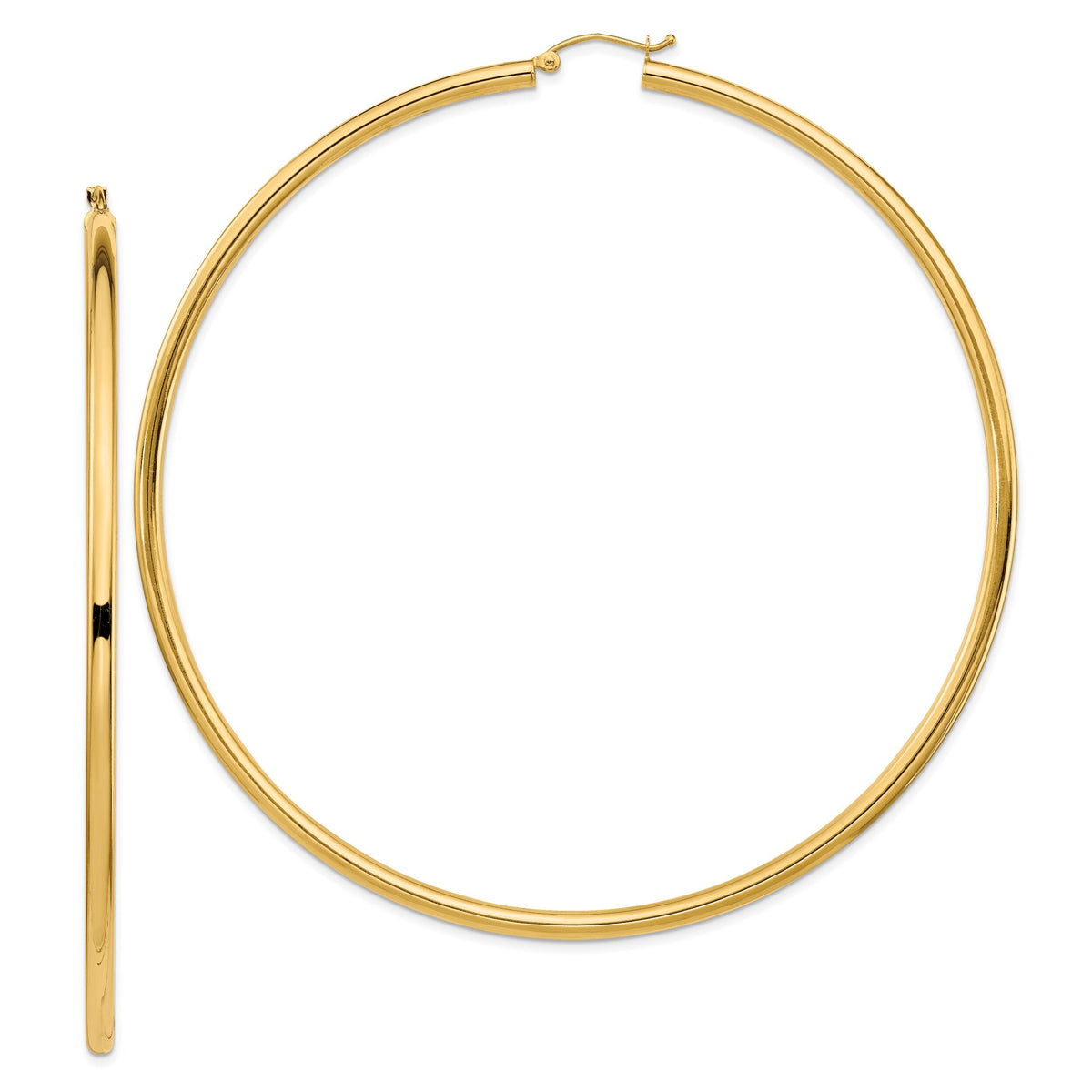 14k Polished 3x90mm Tube Hoop Earrings-T1161
