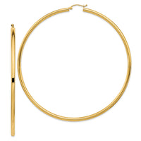 14k Polished 3x90mm Tube Hoop Earrings-T1161