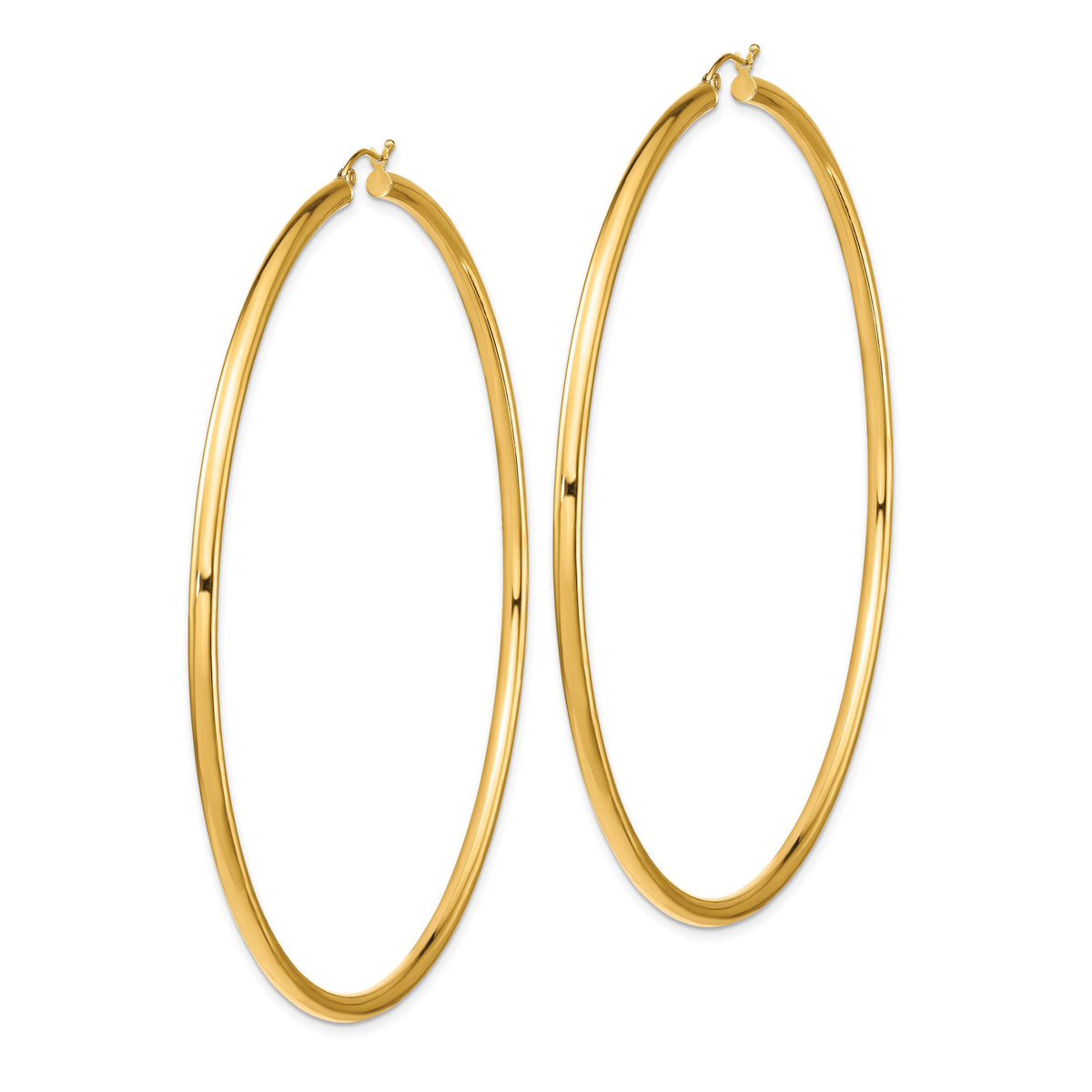 14k Polished 3x90mm Lightweight Tube Hoop Earrings-T1161L