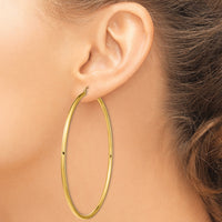 14k Polished 3x90mm Lightweight Tube Hoop Earrings-T1161L