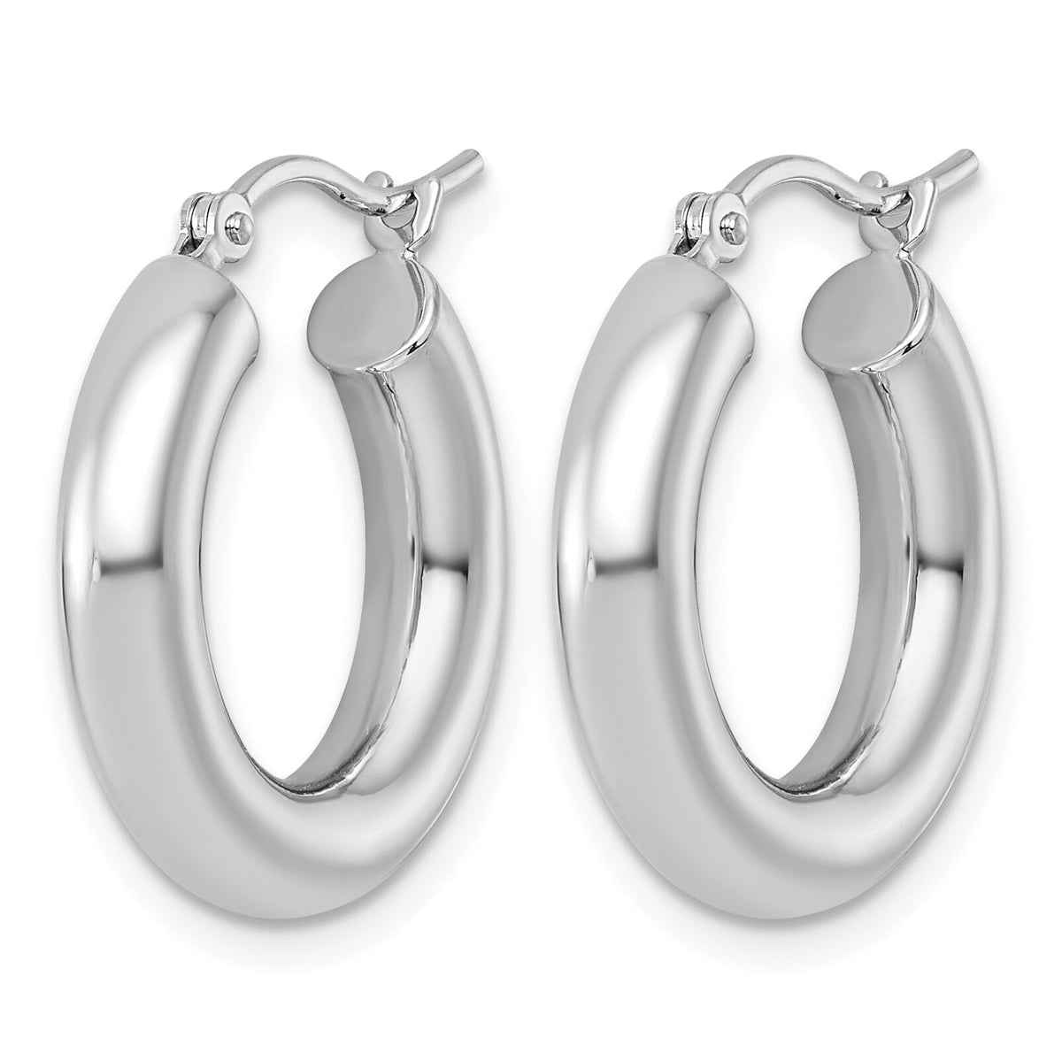 14k White Gold Polished 4mm Tube Hoop Earrings-T1162
