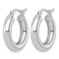 14k White Gold Polished 4mm Tube Hoop Earrings-T1162