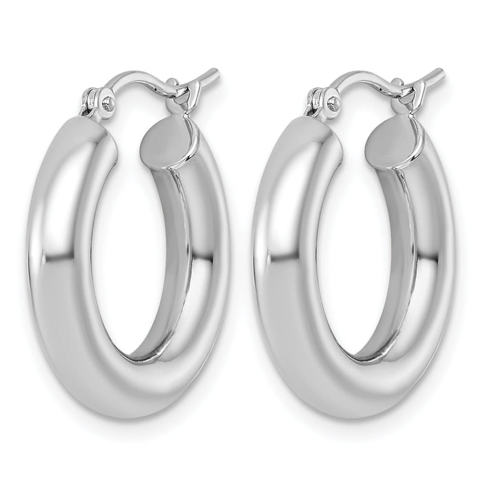 14k White Gold Polished 4mm Tube Hoop Earrings-T1162
