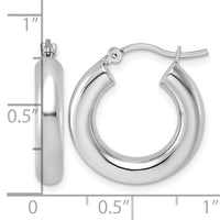14k White Gold Polished 4mm x 20mm Lightweight Tube Earrings-T1162L