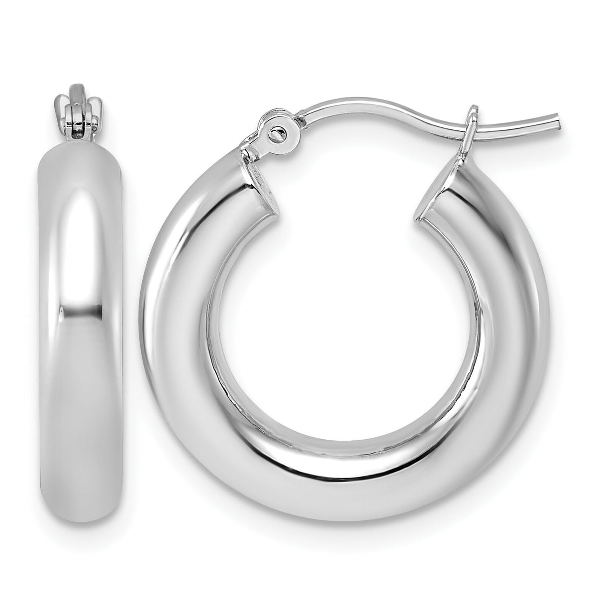 14k White Gold Polished 4mm x 20mm Lightweight Tube Earrings-T1162L