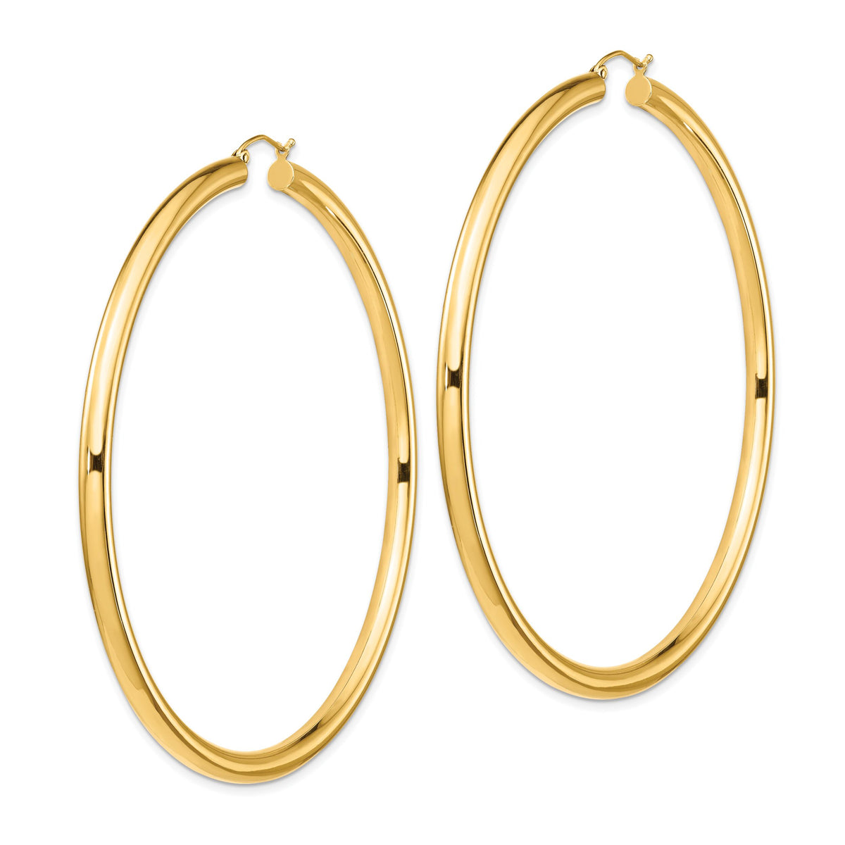 14k Polished 4x80mm Tube Hoop Earrings-T1164