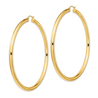 14k Polished 4x80mm Tube Hoop Earrings-T1164