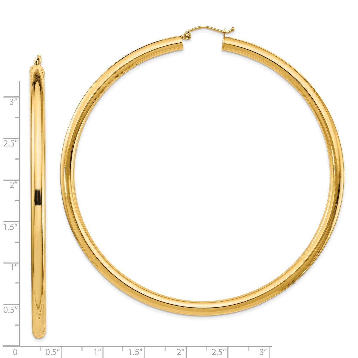 14k Polished 4x80mm Tube Hoop Earrings-T1164