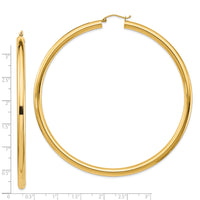 14k Polished 4x80mm Tube Hoop Earrings-T1164