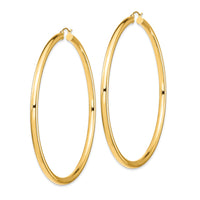 14k Polished 4x80mm Lightweight Tube Hoop Earrings-T1164L