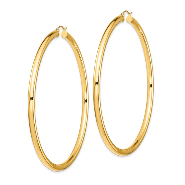 14k Polished 4x80mm Lightweight Tube Hoop Earrings-T1164L