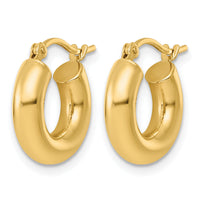 14k Polished 4mm x 15mm Tube Hoop Earrings-T1167