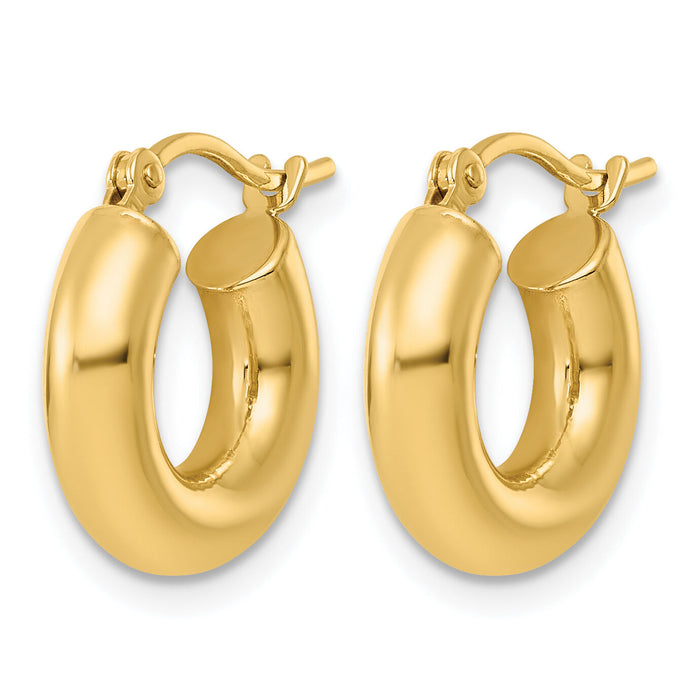 14k Polished 4mm x 15mm Tube Hoop Earrings-T1167