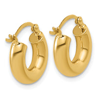 14k Polished 4mm x 15mm Tube Hoop Earrings-T1167