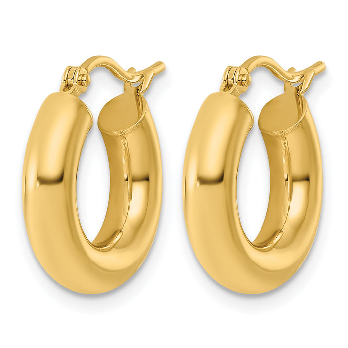 14k Polished 4mm x 17mm Tube Hoop Earrings-T1168