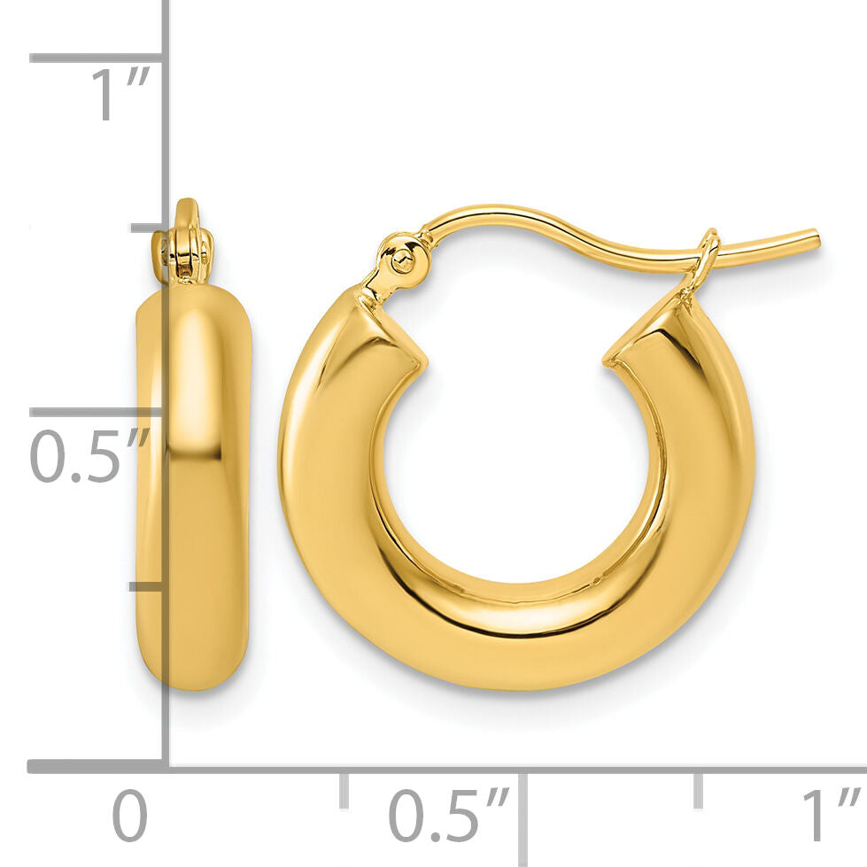 14k Polished 4mm x 17mm Tube Hoop Earrings-T1168
