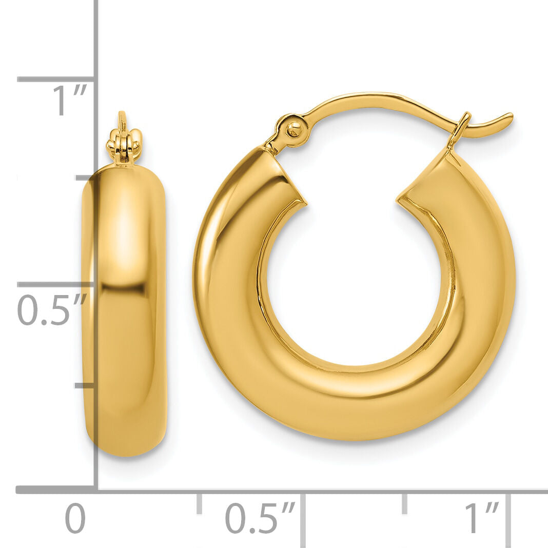 14k Polished 5mm x 20mm Tube Hoop Earrings-T1170