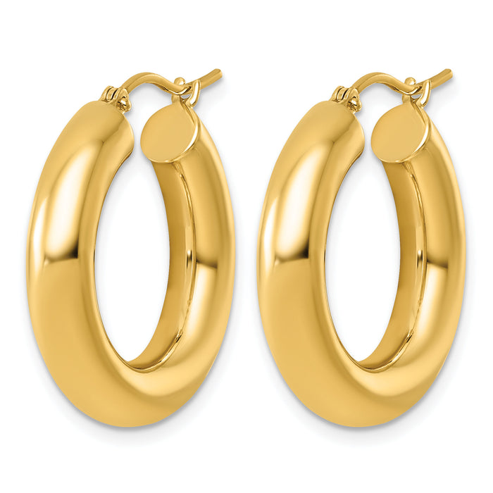 14k Polished 5mm x 25mm Lightweight Hoop Earrings-T1171L