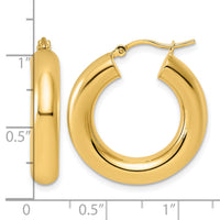 14k Polished 5mm x 25mm Lightweight Hoop Earrings-T1171L