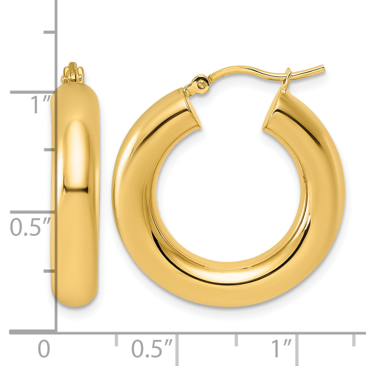 14k Polished 5mm x 25mm Tube Hoop Earrings-T1171