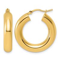 14k Polished 5mm x 25mm Tube Hoop Earrings-T1171