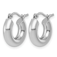 14k White Gold Polished 4mm x 15mm Tube Hoop Earrings-T1172