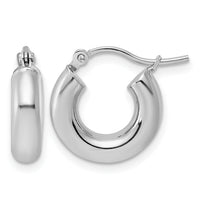 14k White Gold Polished 4mm x 15mm Lightweight Tube Earrings-T1172L
