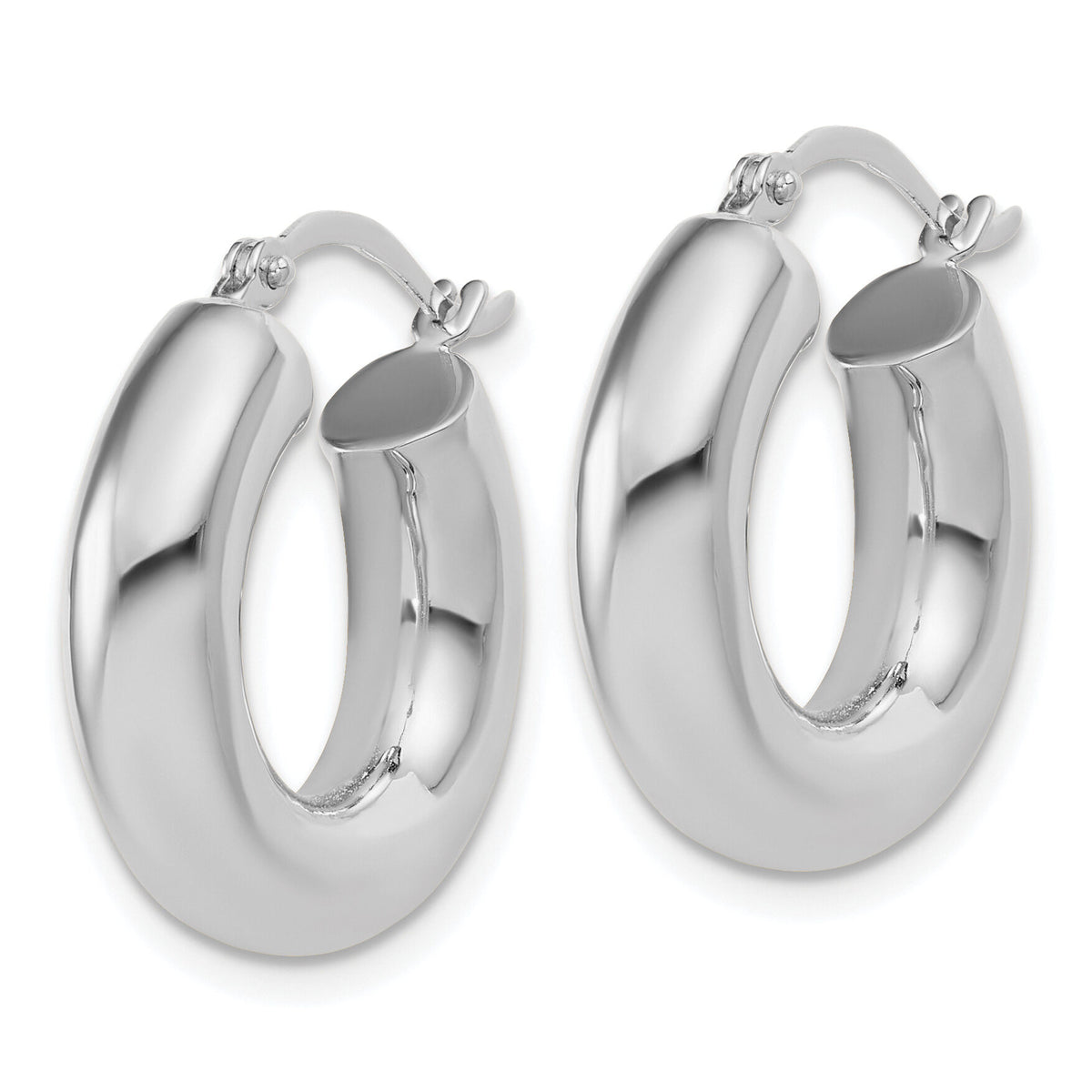 14k White Gold Polished 5mm x 20mm Tube Hoop Earrings-T1174