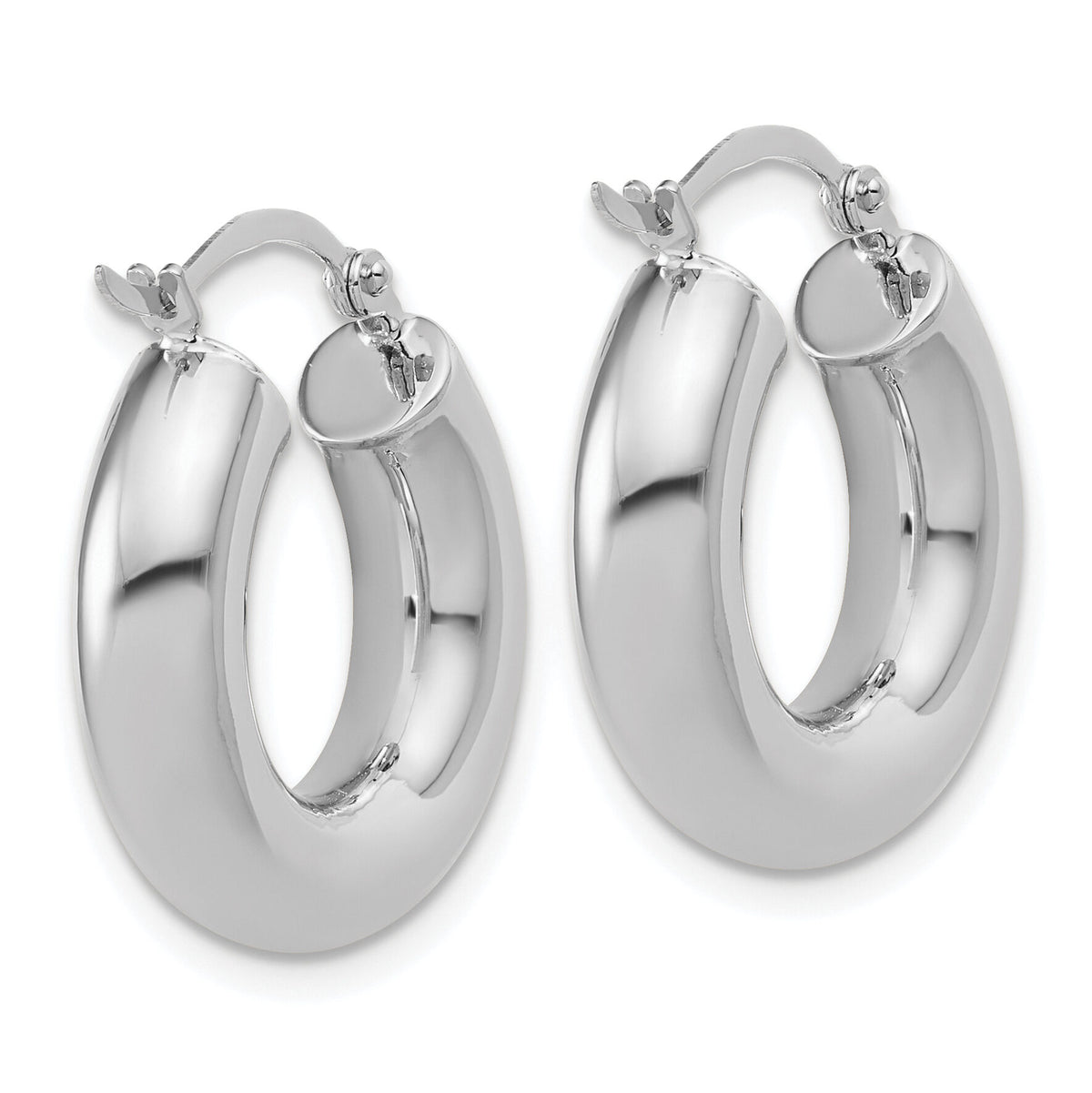 14k White Gold Polished 5mm x 20mm Tube Hoop Earrings-T1174
