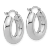 14k White Gold Polished 5mm x 20mm Tube Hoop Earrings-T1174