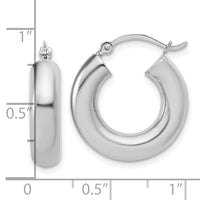 14k White Gold Polished 5mm x 20mm Tube Hoop Earrings-T1174