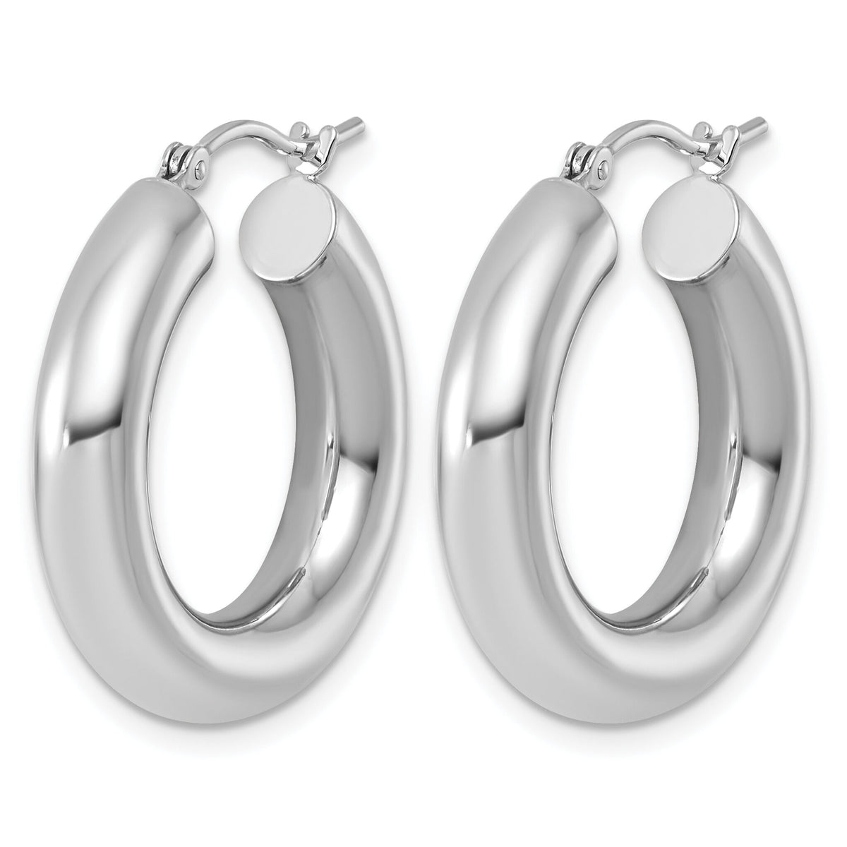 14k White Gold Polished 5mm x 25mm Lightweight Hoop Earrings-T1175L
