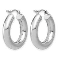 14k White Gold Polished 5mm x 25mm Lightweight Hoop Earrings-T1175L