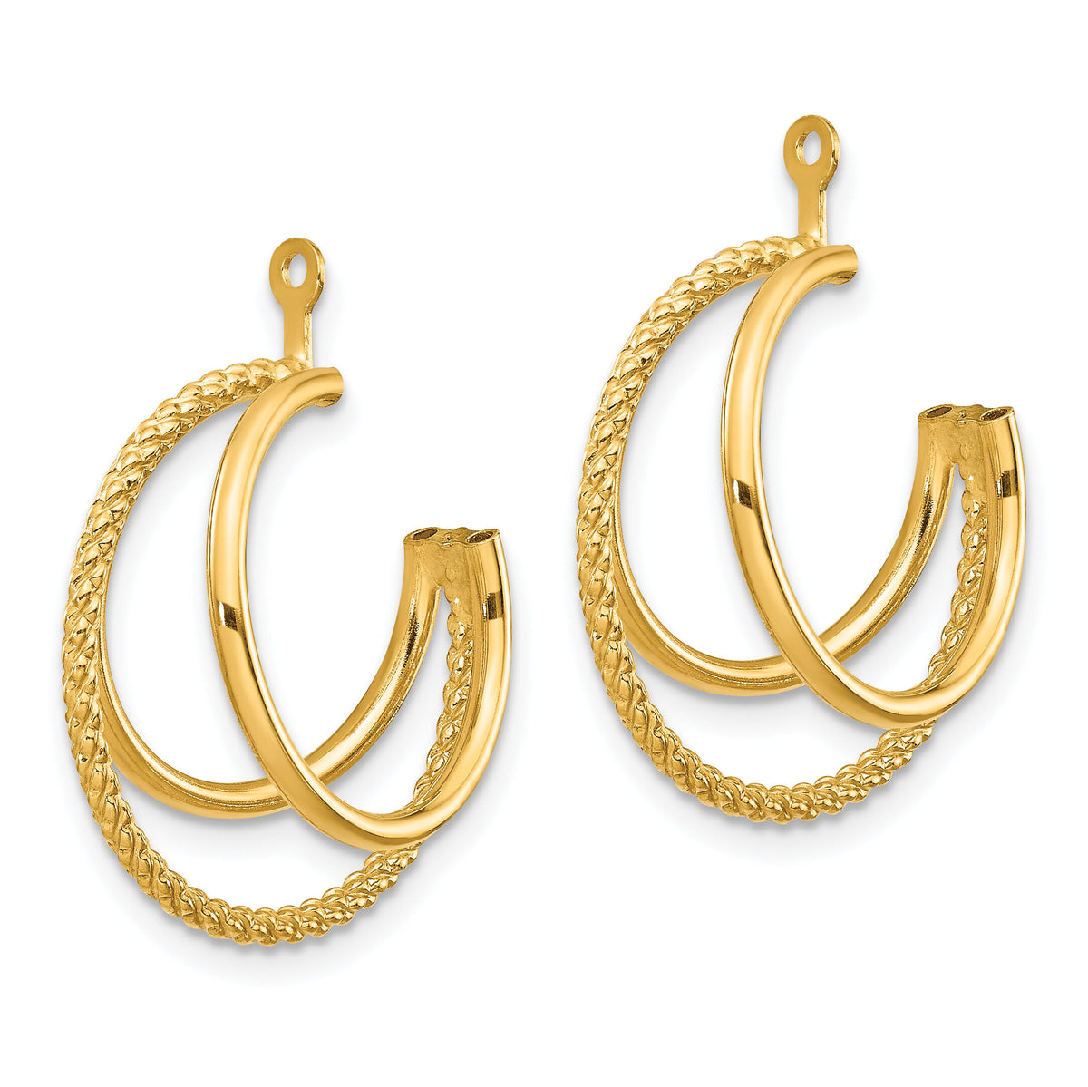 14k Polished & Twisted Triple Hoop Earring Jackets-T753J