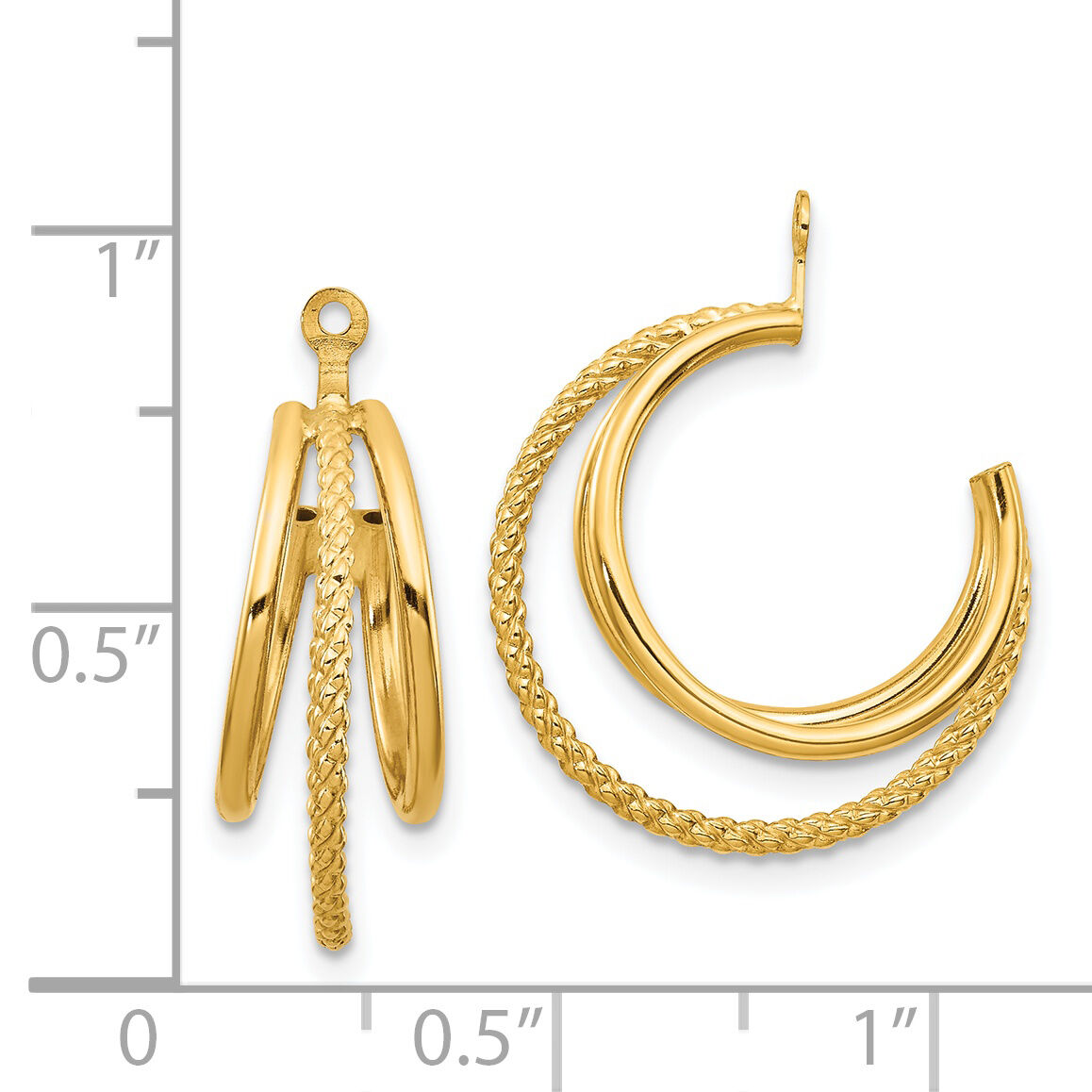 14k Polished & Twisted Triple Hoop Earring Jackets-T753J