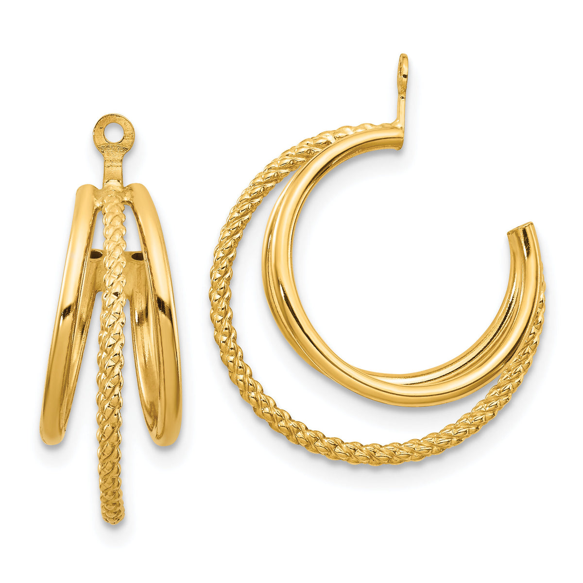 14k Polished & Twisted Triple Hoop Earring Jackets-T753J
