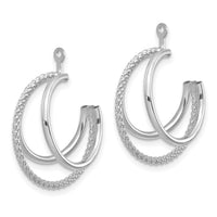 14K White Gold Polished & Twisted Triple Hoop Earring Jackets-T753JW