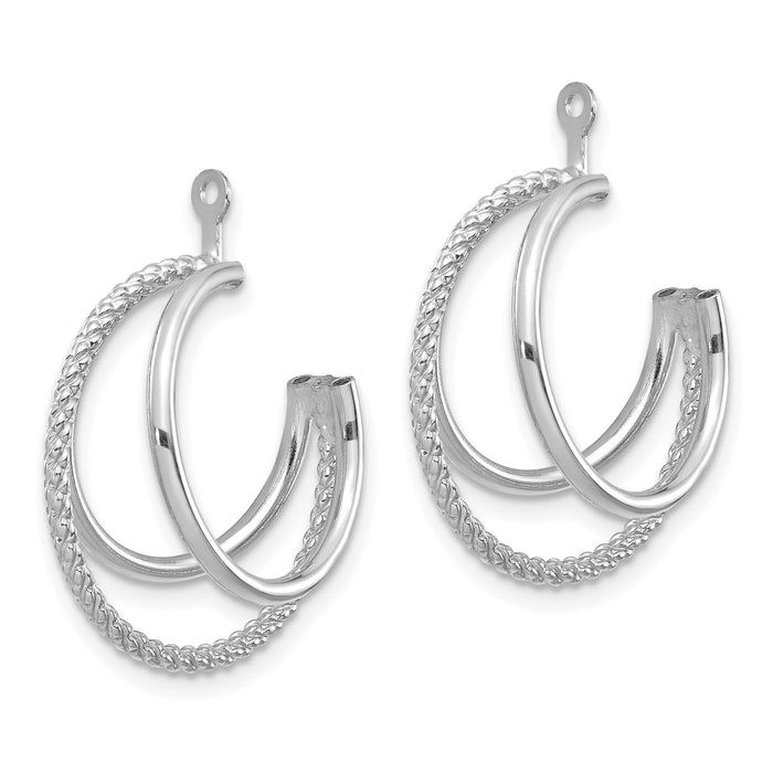 14K White Gold Polished & Twisted Triple Hoop Earring Jackets-T753JW