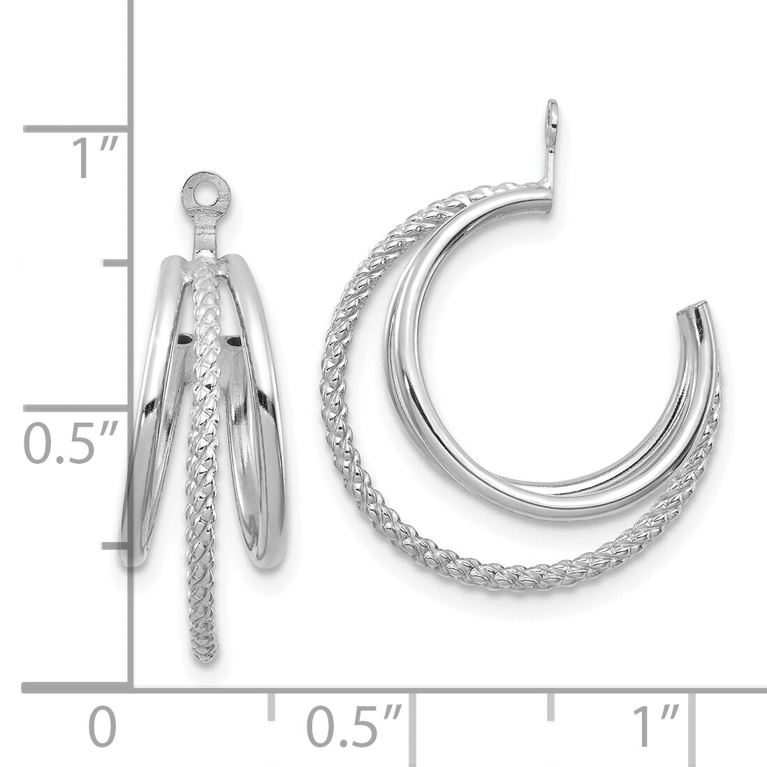 14K White Gold Polished & Twisted Triple Hoop Earring Jackets-T753JW