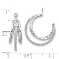14K White Gold Polished & Twisted Triple Hoop Earring Jackets-T753JW