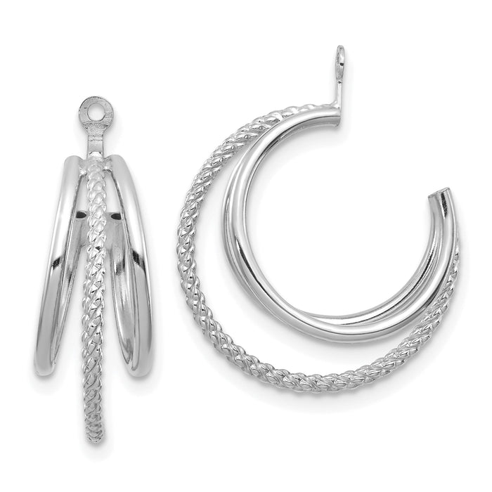 14K White Gold Polished & Twisted Triple Hoop Earring Jackets-T753JW