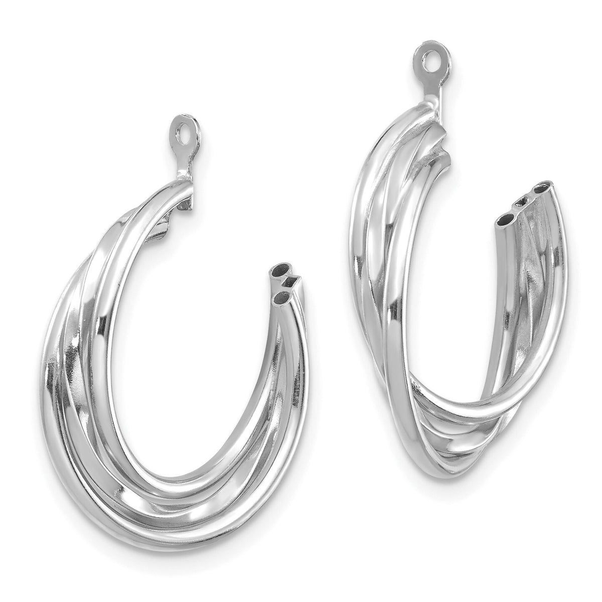 14K White Gold Polished Hoop Earring Jackets-T754JW