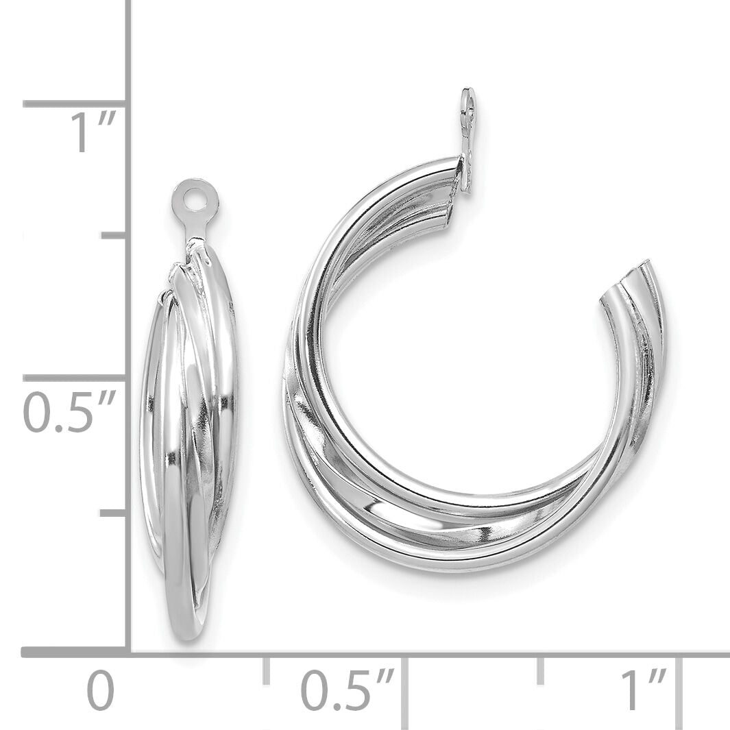 14K White Gold Polished Hoop Earring Jackets-T754JW