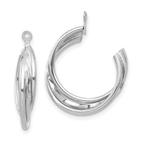 14K White Gold Polished Hoop Earring Jackets-T754JW