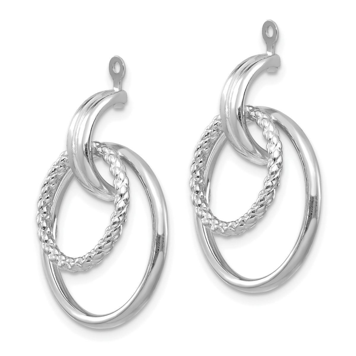 14K White Gold Polished & Twisted Fancy Earring Jackets-T757JW