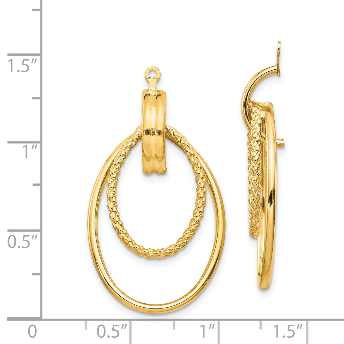 14k Polished Double Oval Earring Jackets-T761