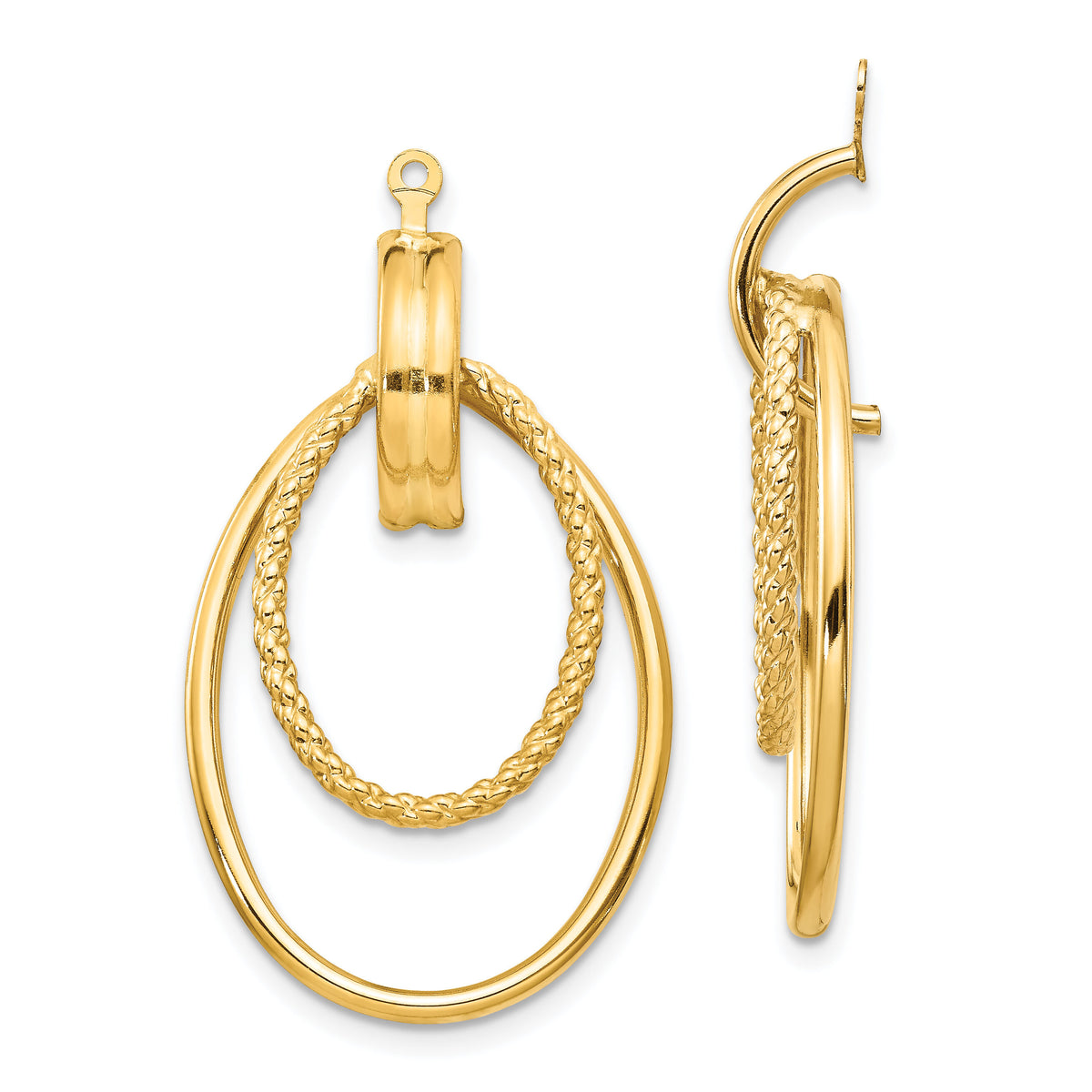 14k Polished Double Oval Earring Jackets-T761