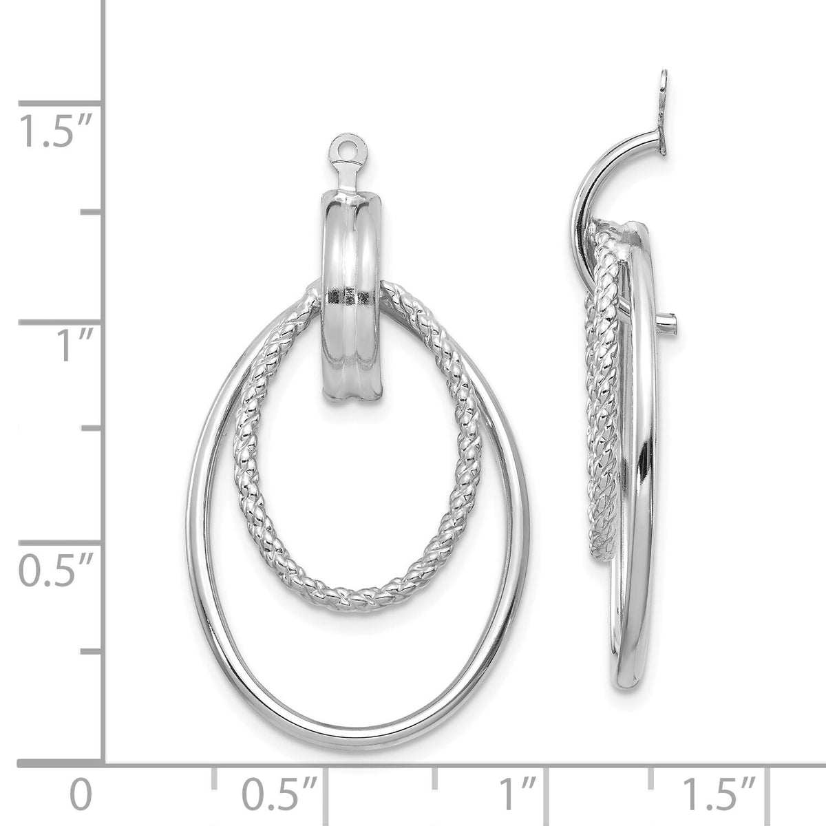 14K White Gold Polished Double Hoop Earring Jackets-T761W