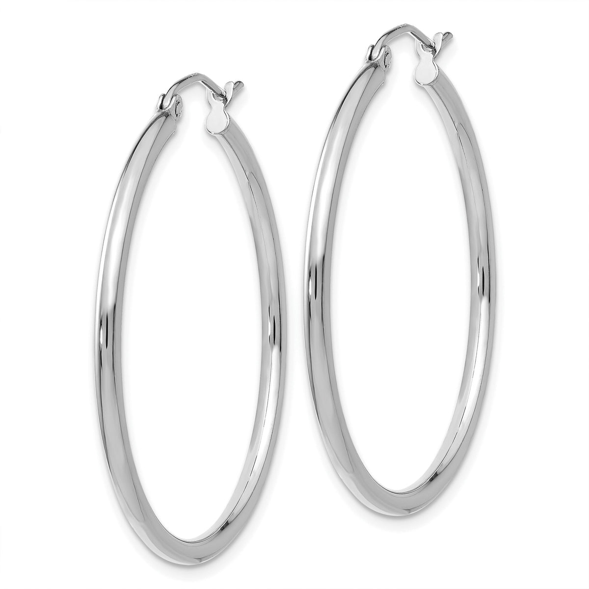 14k White Gold Polished 2x35mm Lightweight Tube Hoop Earrings-T825L